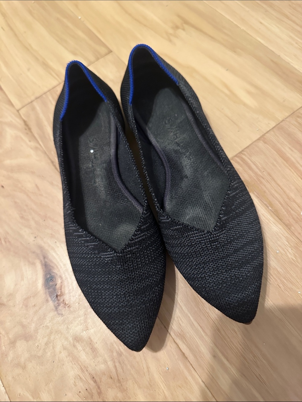 Black Pointed Knit Ballet Flats - Unbranded